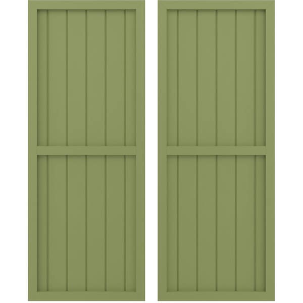 Ekena Millwork Americraft 6-Board Exterior Wood 2 Equal Panel Framed Board-n-Batten Shutters, ARW101BF621X75MGH, PR ARW101BF621X75MGH - main